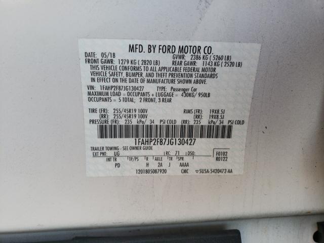 Photo 9 VIN: 1FAHP2F87JG130427 - FORD TAURUS LIM 