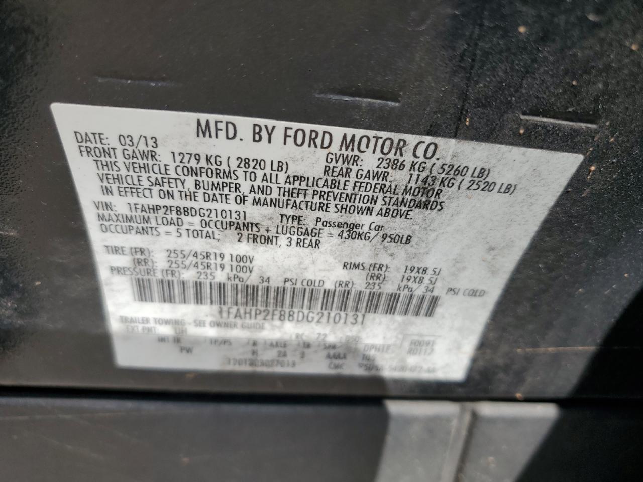 Photo 11 VIN: 1FAHP2F88DG210131 - FORD TAURUS 