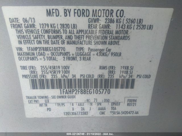 Photo 8 VIN: 1FAHP2F88EG105770 - FORD TAURUS 