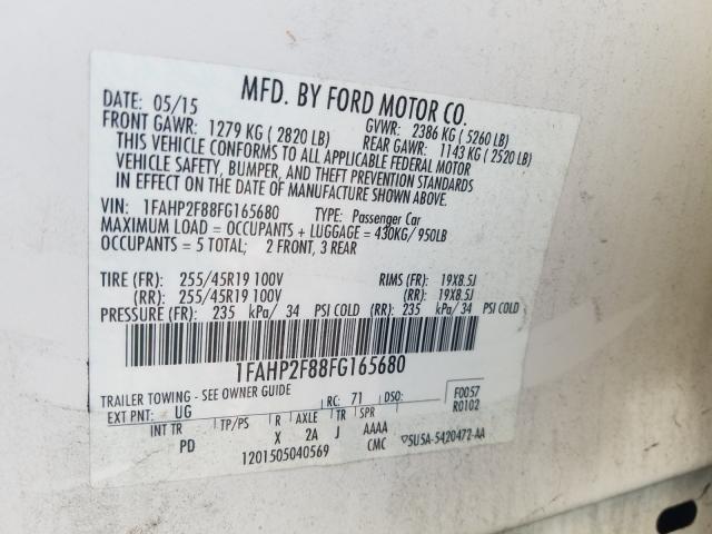 Photo 9 VIN: 1FAHP2F88FG165680 - FORD TAURUS LIM 