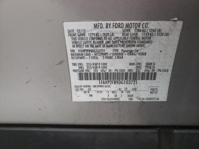 Photo 9 VIN: 1FAHP2F89DG103721 - FORD TAURUS LIM 