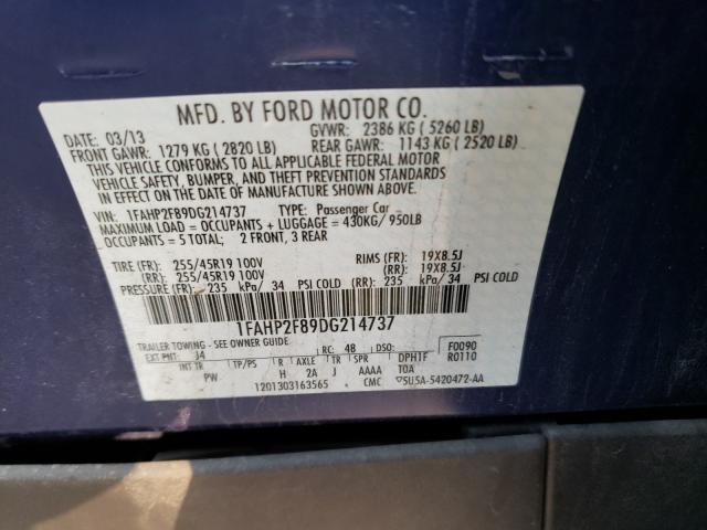 Photo 9 VIN: 1FAHP2F89DG214737 - FORD TAURUS LIM 