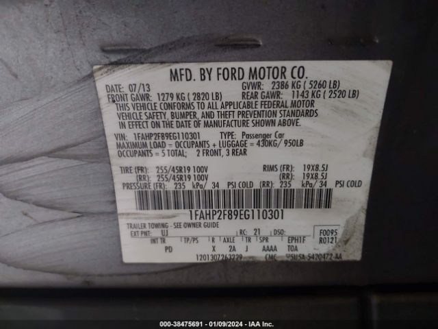 Photo 8 VIN: 1FAHP2F89EG110301 - FORD TAURUS 