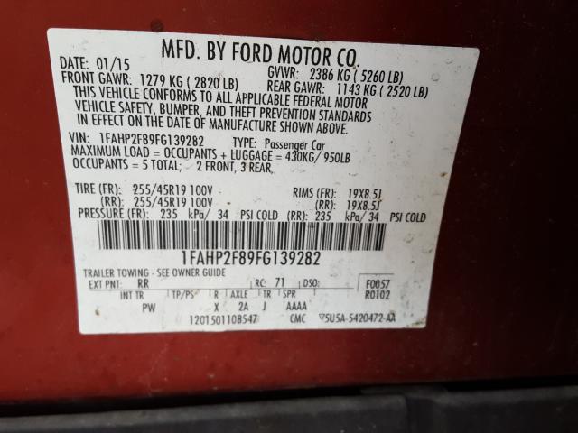 Photo 9 VIN: 1FAHP2F89FG139282 - FORD TAURUS LIM 