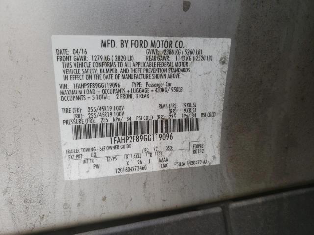 Photo 11 VIN: 1FAHP2F89GG119096 - FORD TAURUS LIM 