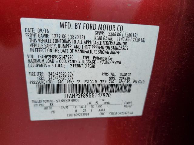 Photo 11 VIN: 1FAHP2F89GG147920 - FORD TAURUS LIM 