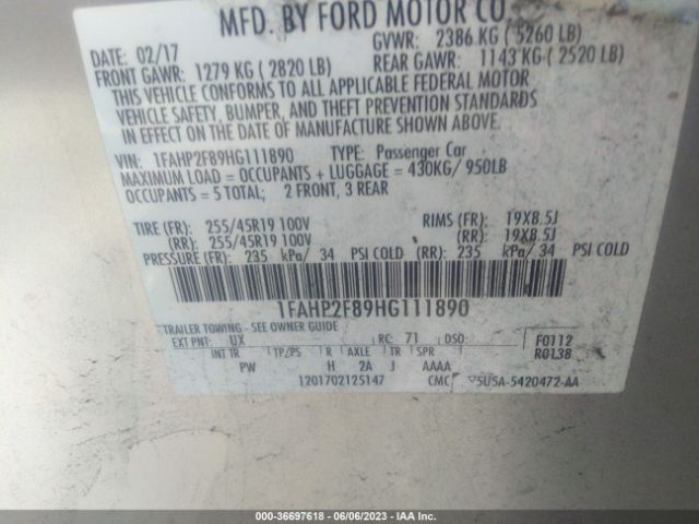 Photo 8 VIN: 1FAHP2F89HG111890 - FORD TAURUS 