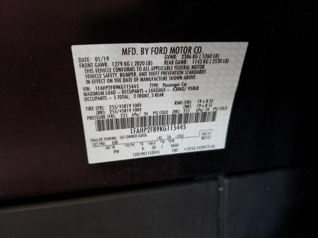 Photo 9 VIN: 1FAHP2F89KG115445 - FORD TAURUS LIM 