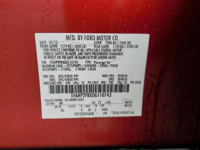 Photo 11 VIN: 1FAHP2F8XDG110743 - FORD TAURUS 