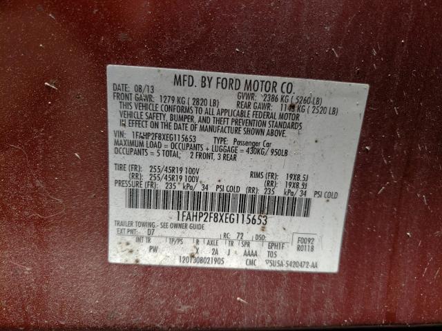 Photo 9 VIN: 1FAHP2F8XEG115653 - FORD TAURUS LIM 