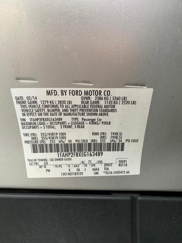 Photo 9 VIN: 1FAHP2F8XEG163489 - FORD TAURUS LIM 