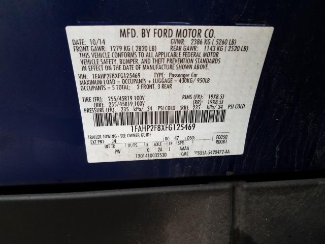 Photo 9 VIN: 1FAHP2F8XFG125469 - FORD TAURUS LIM 