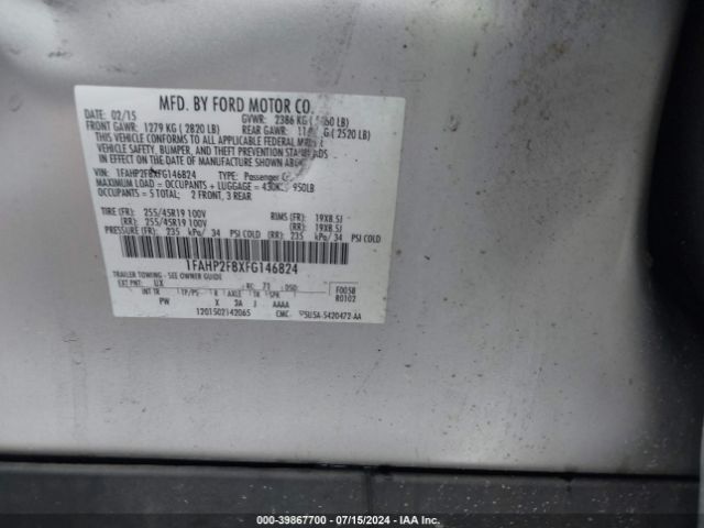 Photo 8 VIN: 1FAHP2F8XFG146824 - FORD TAURUS 