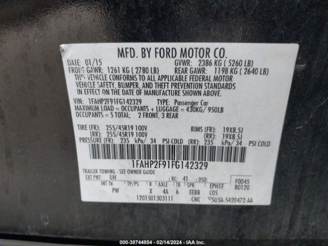 Photo 8 VIN: 1FAHP2F91FG142329 - FORD TAURUS 