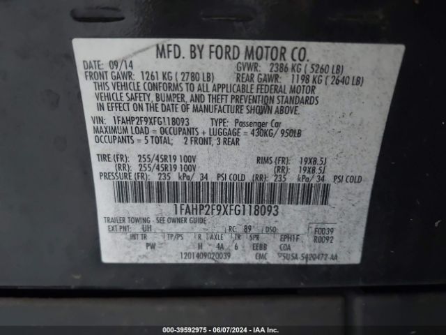 Photo 8 VIN: 1FAHP2F9XFG118093 - FORD TAURUS 