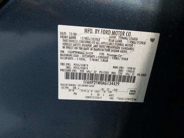 Photo 9 VIN: 1FAHP2FW0AG134429 - FORD TAURUS LIM 