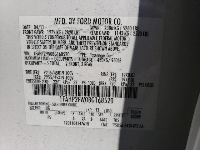 Photo 12 VIN: 1FAHP2FW0BG168520 - FORD TAURUS LIM 