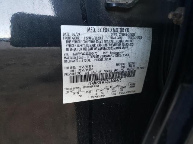 Photo 9 VIN: 1FAHP2FW2AG100475 - FORD TAURUS LIM 