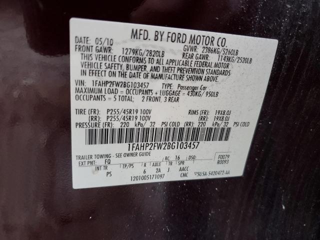 Photo 11 VIN: 1FAHP2FW2BG103457 - FORD TAURUS LIM 