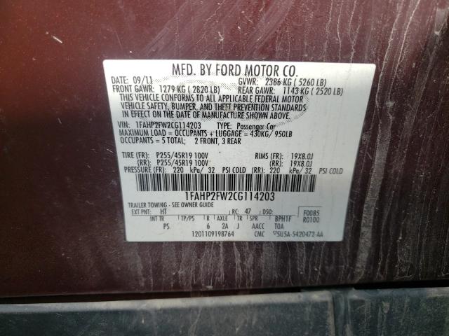 Photo 9 VIN: 1FAHP2FW2CG114203 - FORD TAURUS LIM 