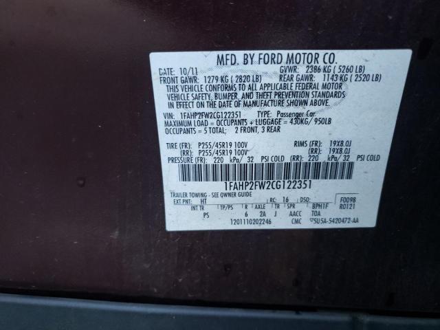 Photo 11 VIN: 1FAHP2FW2CG122351 - FORD TAURUS LIM 