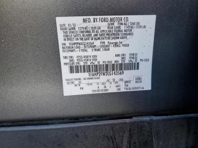 Photo 12 VIN: 1FAHP2FW2CG143569 - FORD TAURUS LIM 