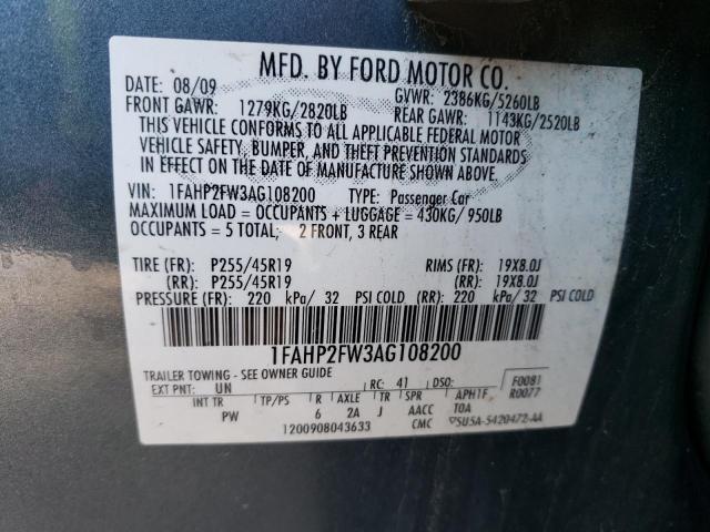 Photo 12 VIN: 1FAHP2FW3AG108200 - FORD TAURUS LIM 