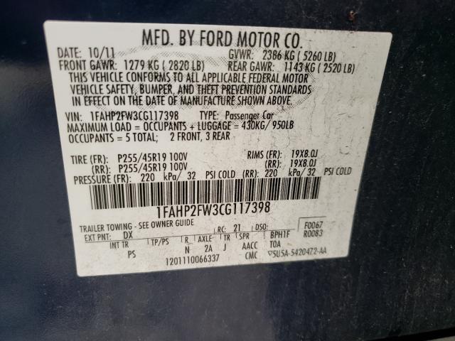 Photo 9 VIN: 1FAHP2FW3CG117398 - FORD TAURUS LIM 