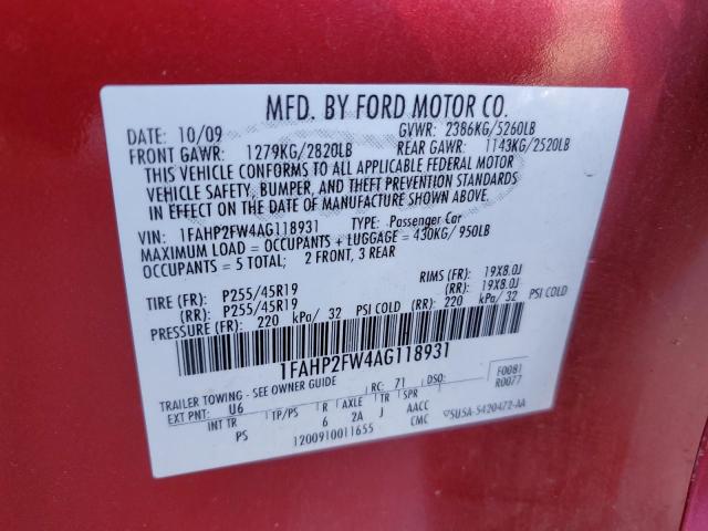 Photo 11 VIN: 1FAHP2FW4AG118931 - FORD TAURUS LIM 