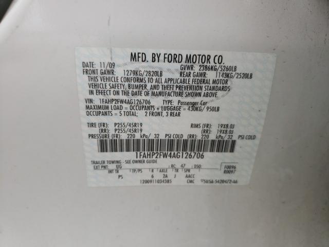 Photo 9 VIN: 1FAHP2FW4AG126706 - FORD TAURUS LIM 