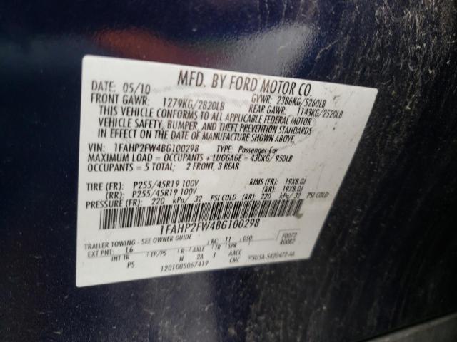 Photo 9 VIN: 1FAHP2FW4BG100298 - FORD TAURUS LIM 