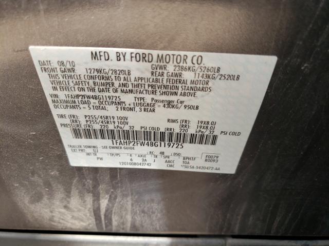 Photo 9 VIN: 1FAHP2FW4BG119725 - FORD TAURUS LIM 