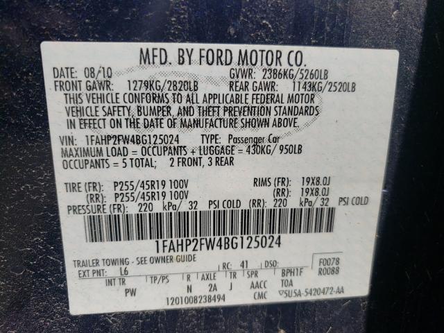 Photo 9 VIN: 1FAHP2FW4BG125024 - FORD TAURUS LIM 