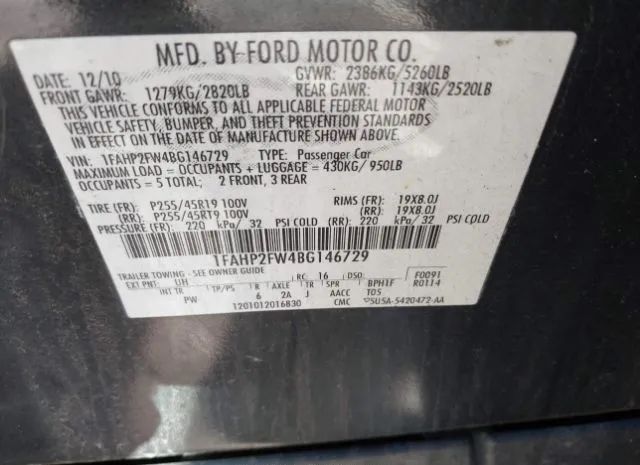 Photo 8 VIN: 1FAHP2FW4BG146729 - FORD TAURUS 