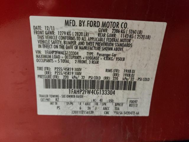 Photo 9 VIN: 1FAHP2FW4CG133304 - FORD TAURUS LIM 