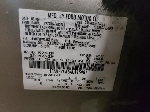 Photo 9 VIN: 1FAHP2FW5AG115987 - FORD TAURUS LIM 