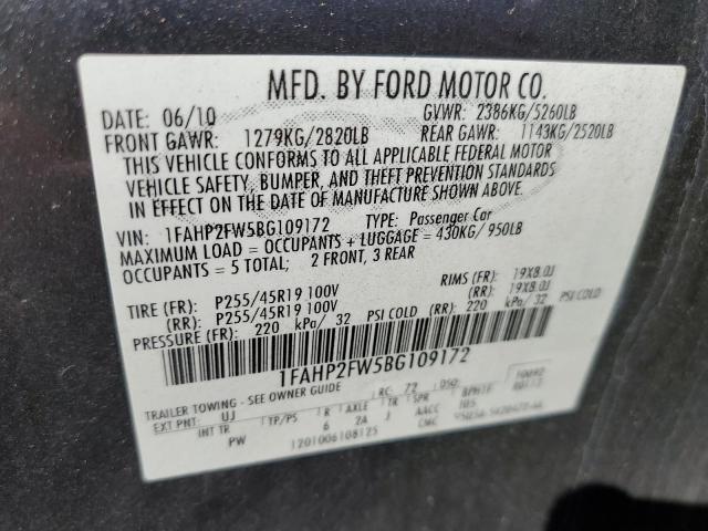 Photo 9 VIN: 1FAHP2FW5BG109172 - FORD TAURUS LIM 