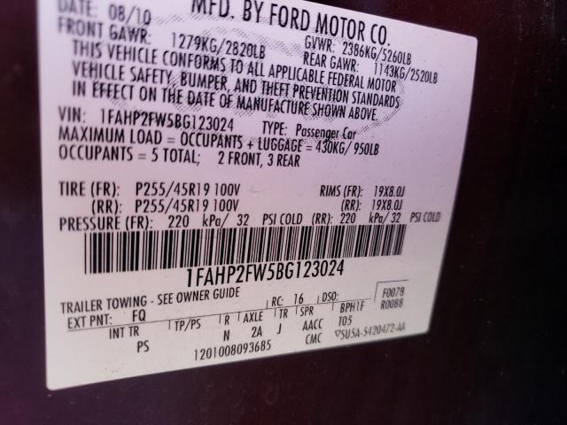 Photo 9 VIN: 1FAHP2FW5BG123024 - FORD TAURUS LIM 