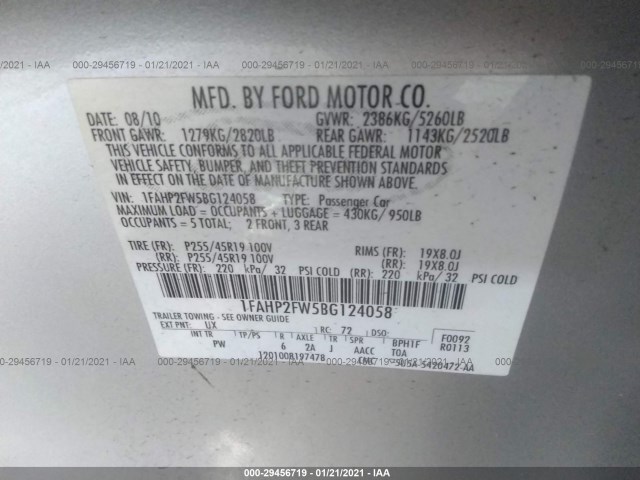 Photo 8 VIN: 1FAHP2FW5BG124058 - FORD TAURUS 