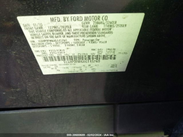 Photo 8 VIN: 1FAHP2FW6AG145760 - FORD TAURUS 