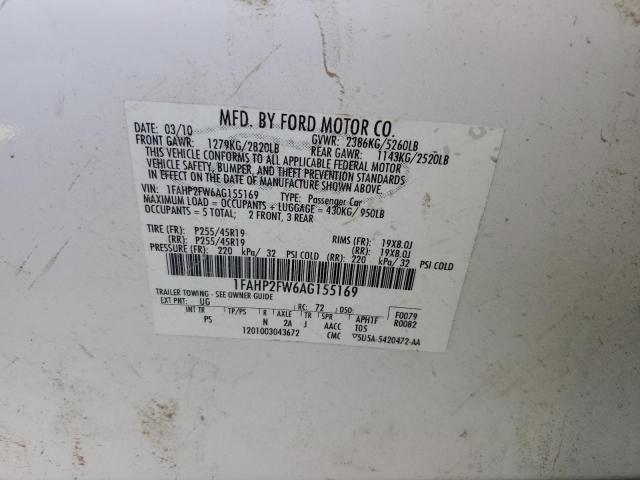 Photo 11 VIN: 1FAHP2FW6AG155169 - FORD TAURUS 