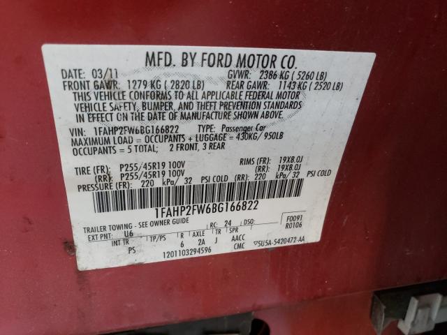 Photo 9 VIN: 1FAHP2FW6BG166822 - FORD TAURUS LIM 