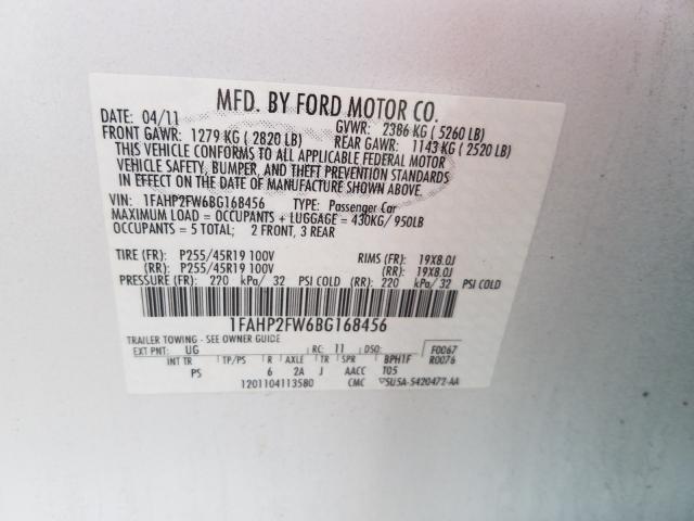 Photo 9 VIN: 1FAHP2FW6BG168456 - FORD TAURUS LIM 