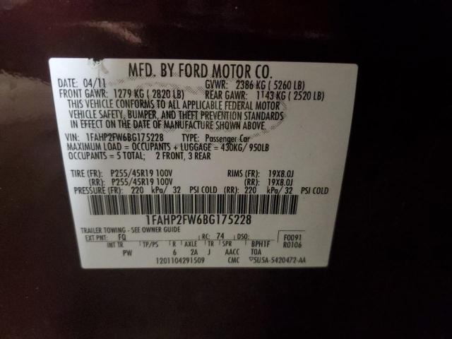 Photo 11 VIN: 1FAHP2FW6BG175228 - FORD TAURUS LIM 