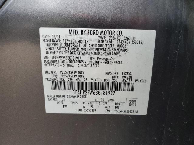 Photo 12 VIN: 1FAHP2FW6BG181997 - FORD TAURUS LIM 