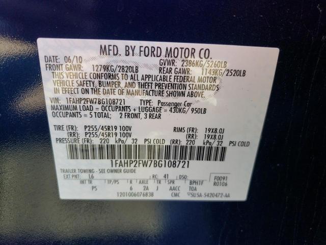 Photo 9 VIN: 1FAHP2FW7BG108721 - FORD TAURUS LIM 