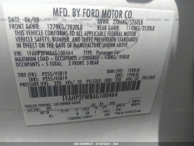 Photo 8 VIN: 1FAHP2FW8AG100464 - FORD TAURUS 