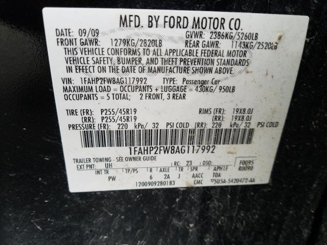 Photo 9 VIN: 1FAHP2FW8AG117992 - FORD TAURUS 