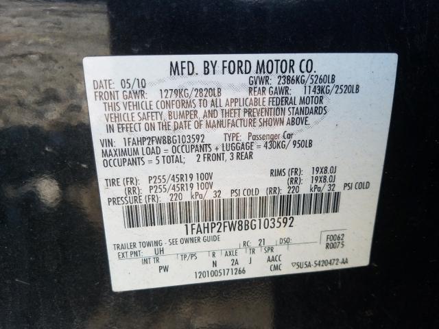 Photo 9 VIN: 1FAHP2FW8BG103592 - FORD TAURUS LIM 