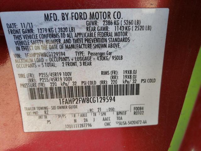 Photo 9 VIN: 1FAHP2FW8CG129594 - FORD TAURUS LIM 